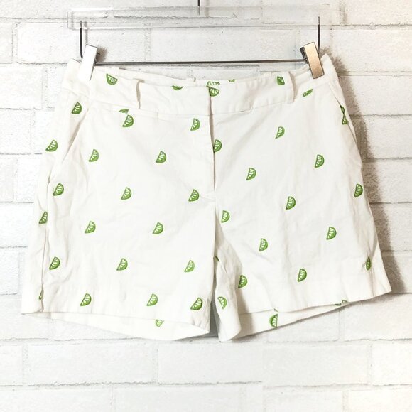Talbots Embroidered Lime Chino White Short Women's Size 6 - Picture 2 of 6